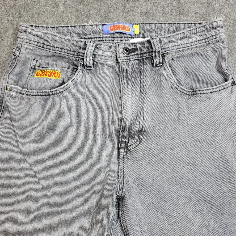 Empyre Jeans Mens 30 Gray Y2k Boho Streetwear Grunge Frayed Hem 2000S Punk Rock